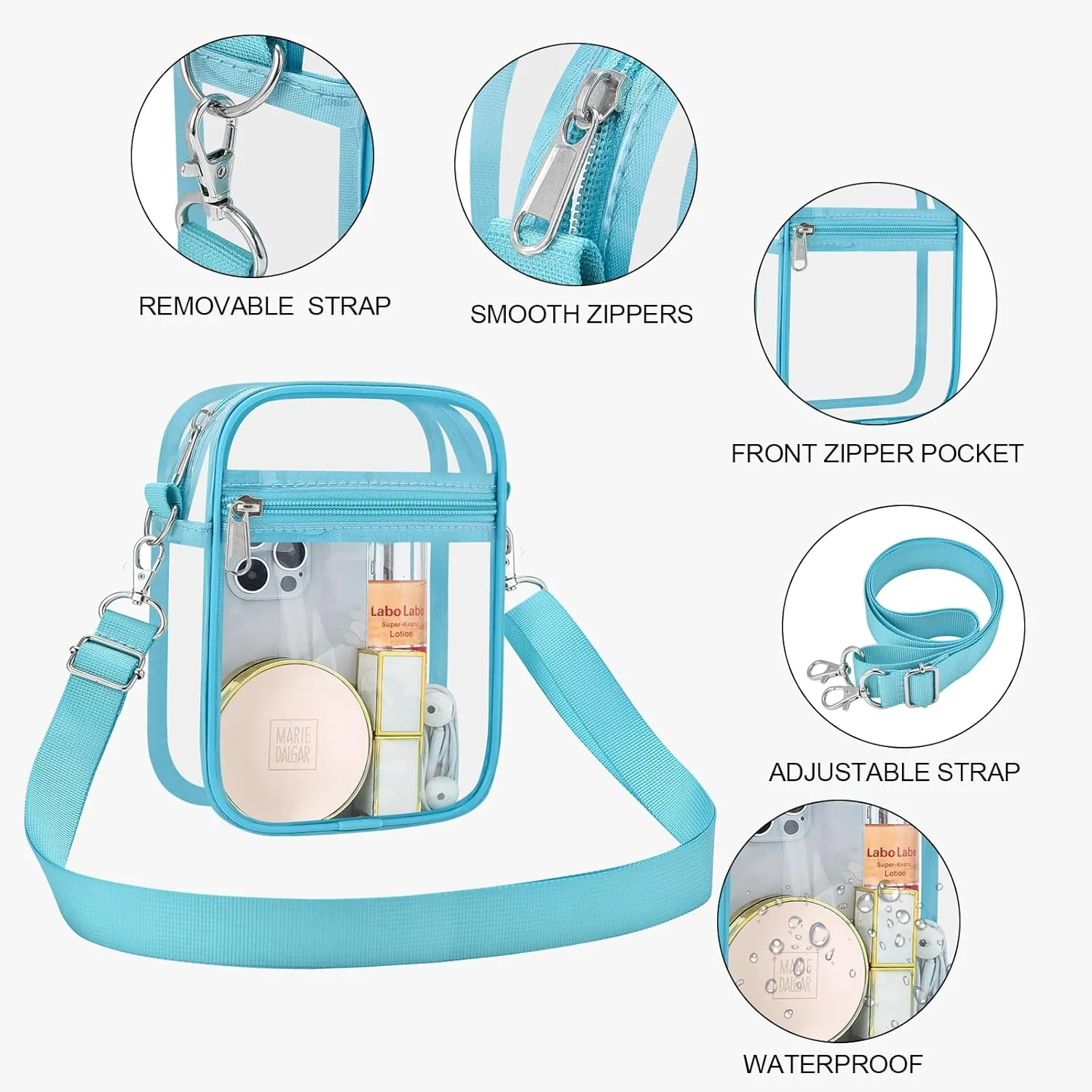 USPECLARE Clear Purse Stadium Approved CrossBody Bag for Men and Women