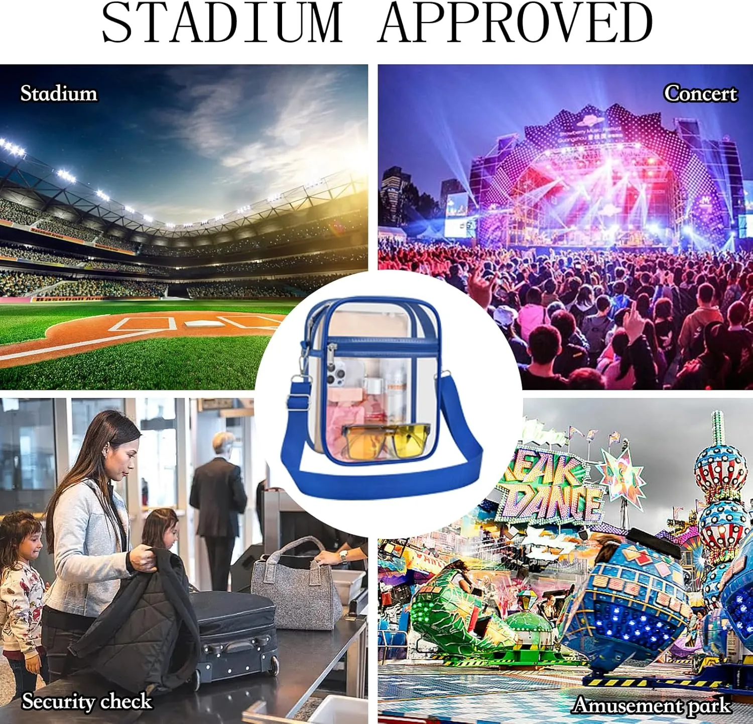 USPECLARE Clear Purse Stadium Approved CrossBody Bag for Men and Women