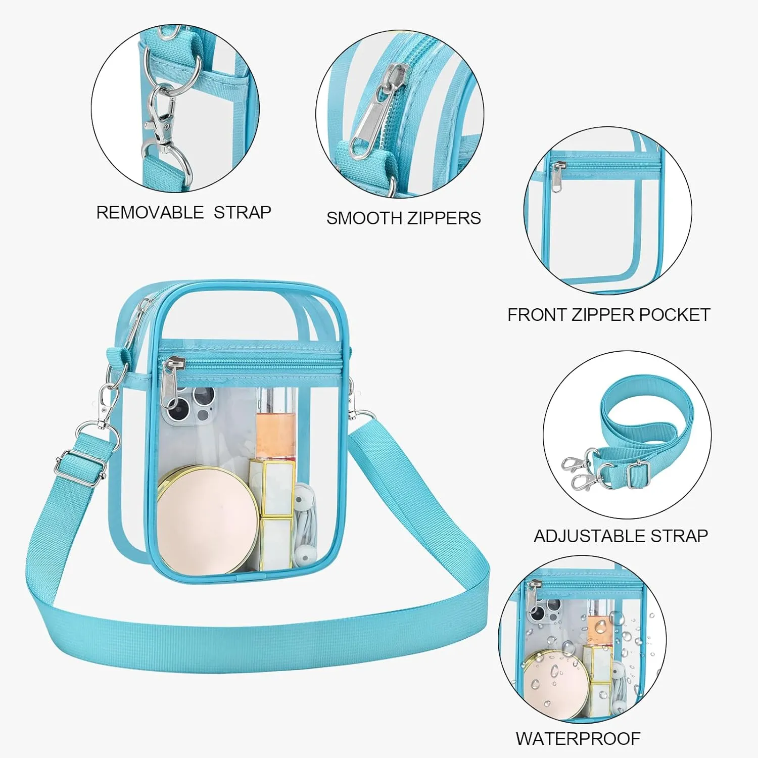 USPECLARE Clear Purse Stadium Approved CrossBody Bag for Men and Women