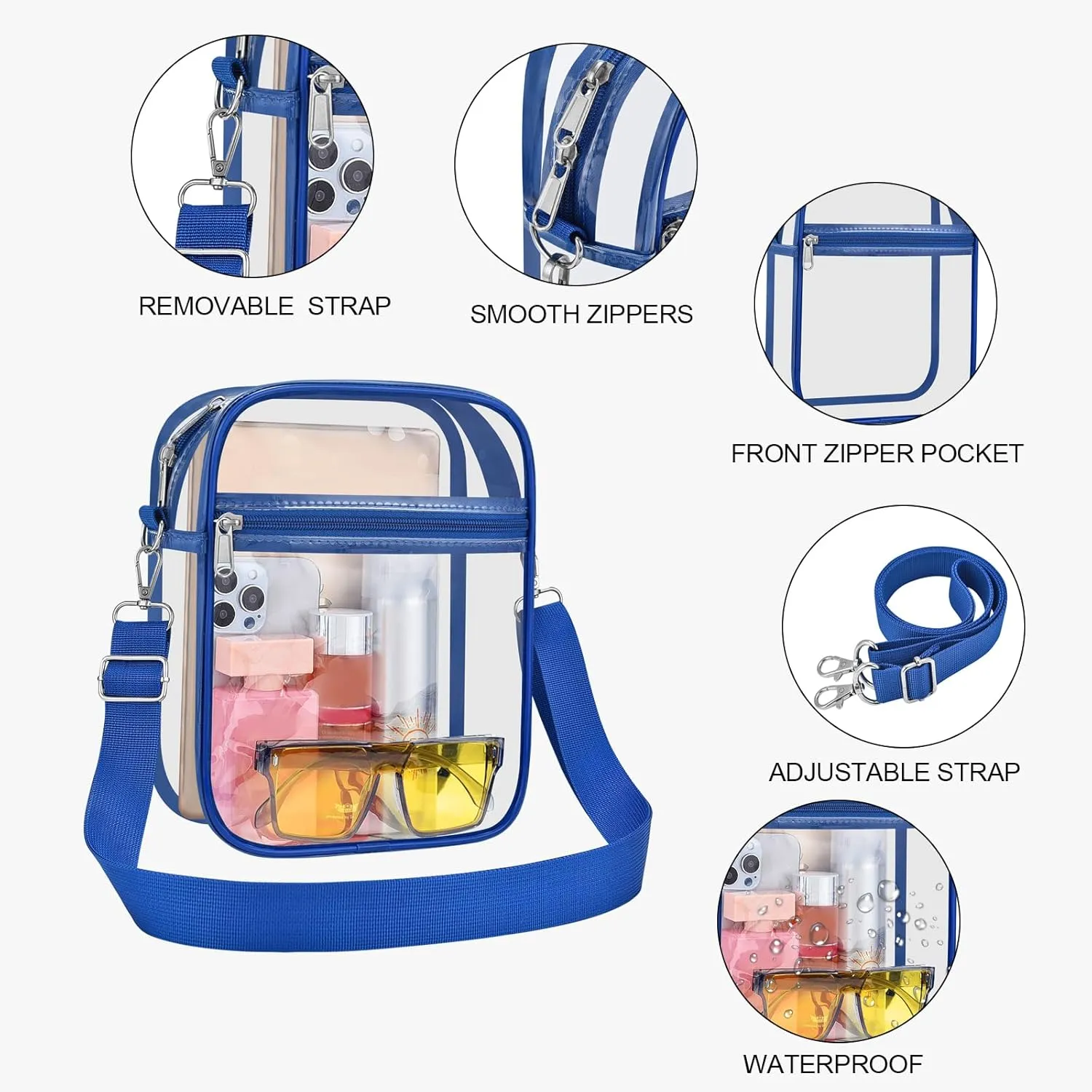 USPECLARE Clear Purse Stadium Approved CrossBody Bag for Men and Women
