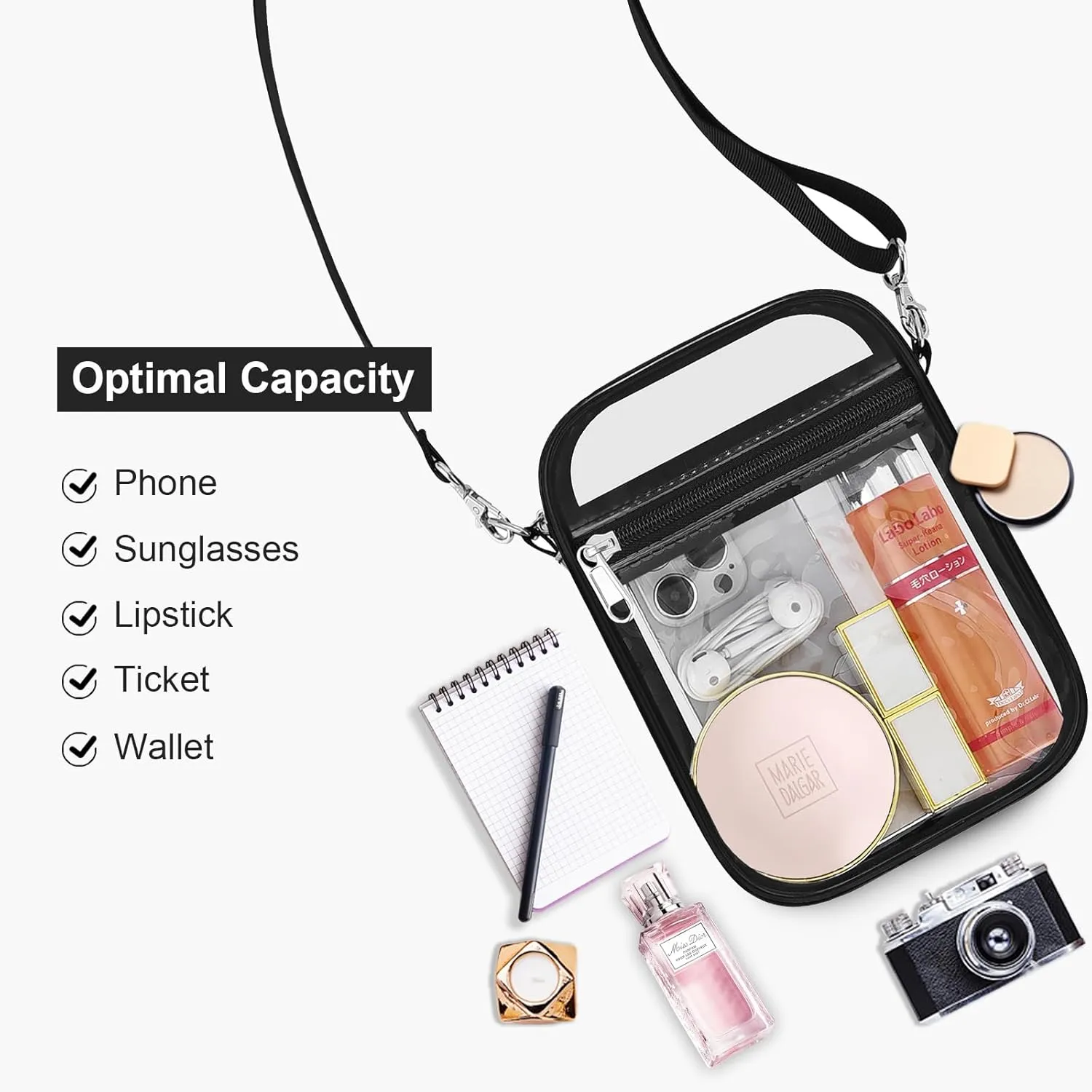 USPECLARE Clear Purse Stadium Approved CrossBody Bag for Men and Women