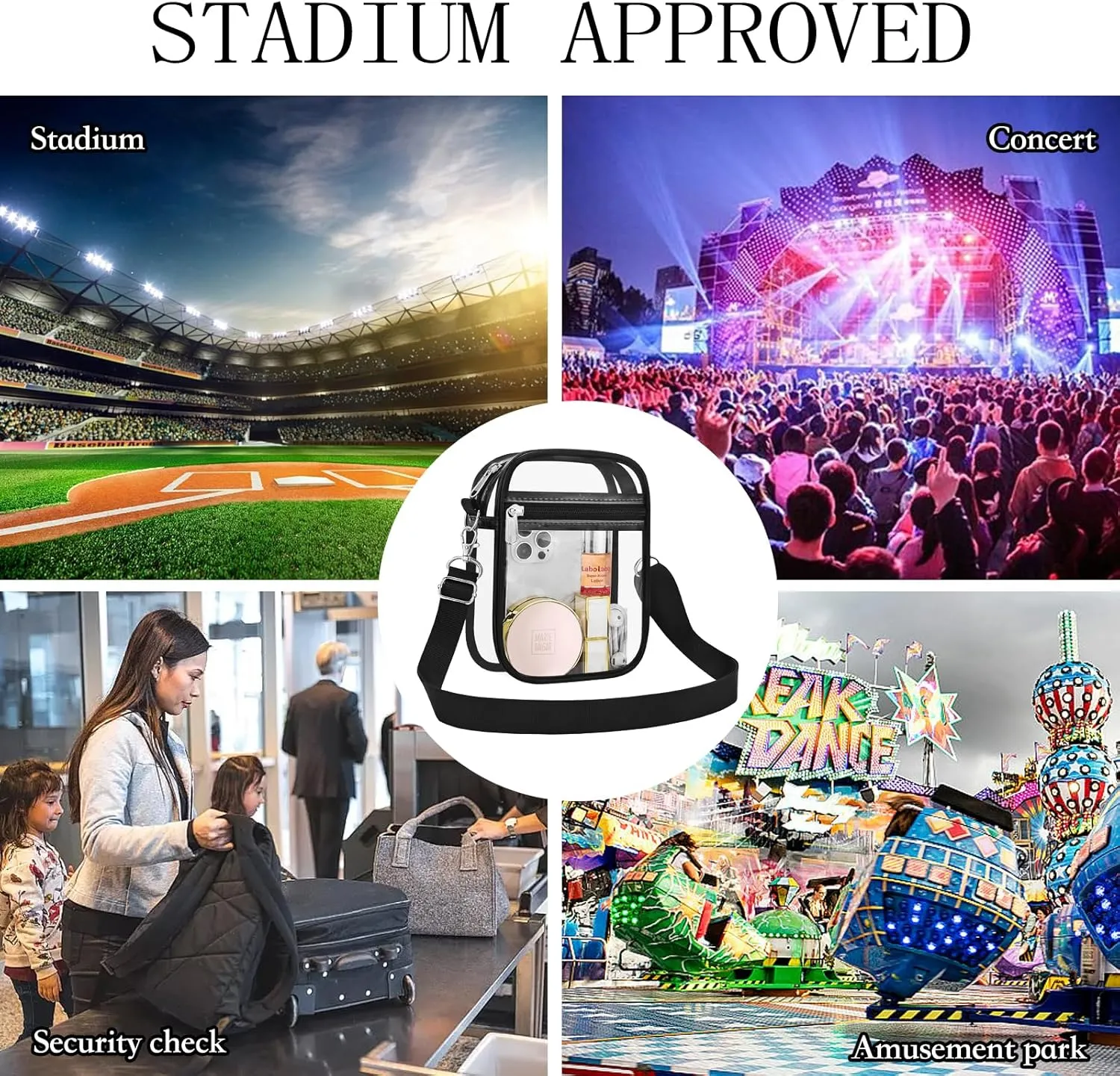 USPECLARE Clear Purse Stadium Approved CrossBody Bag for Men and Women