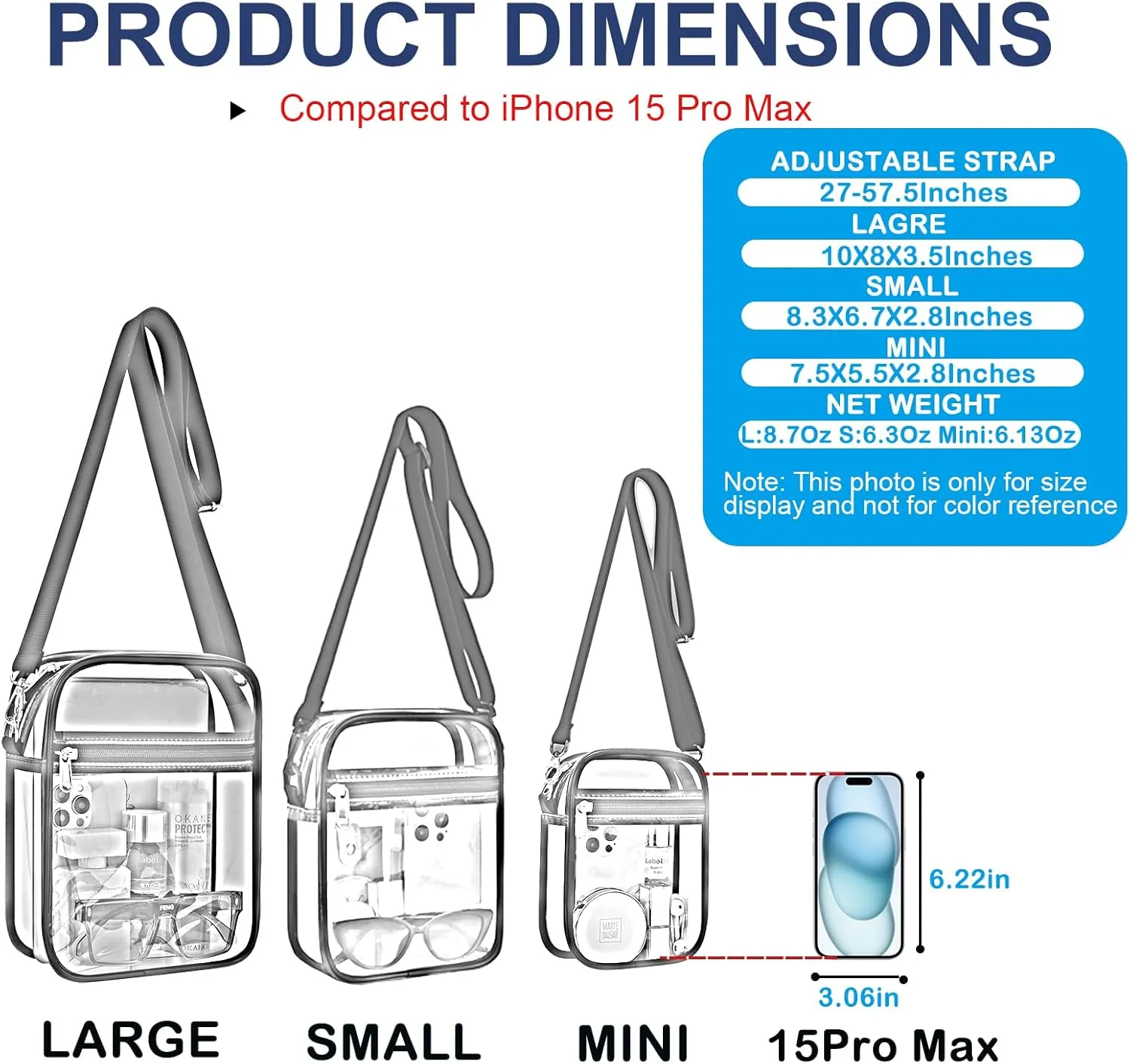 USPECLARE Clear Purse Stadium Approved CrossBody Bag for Men and Women
