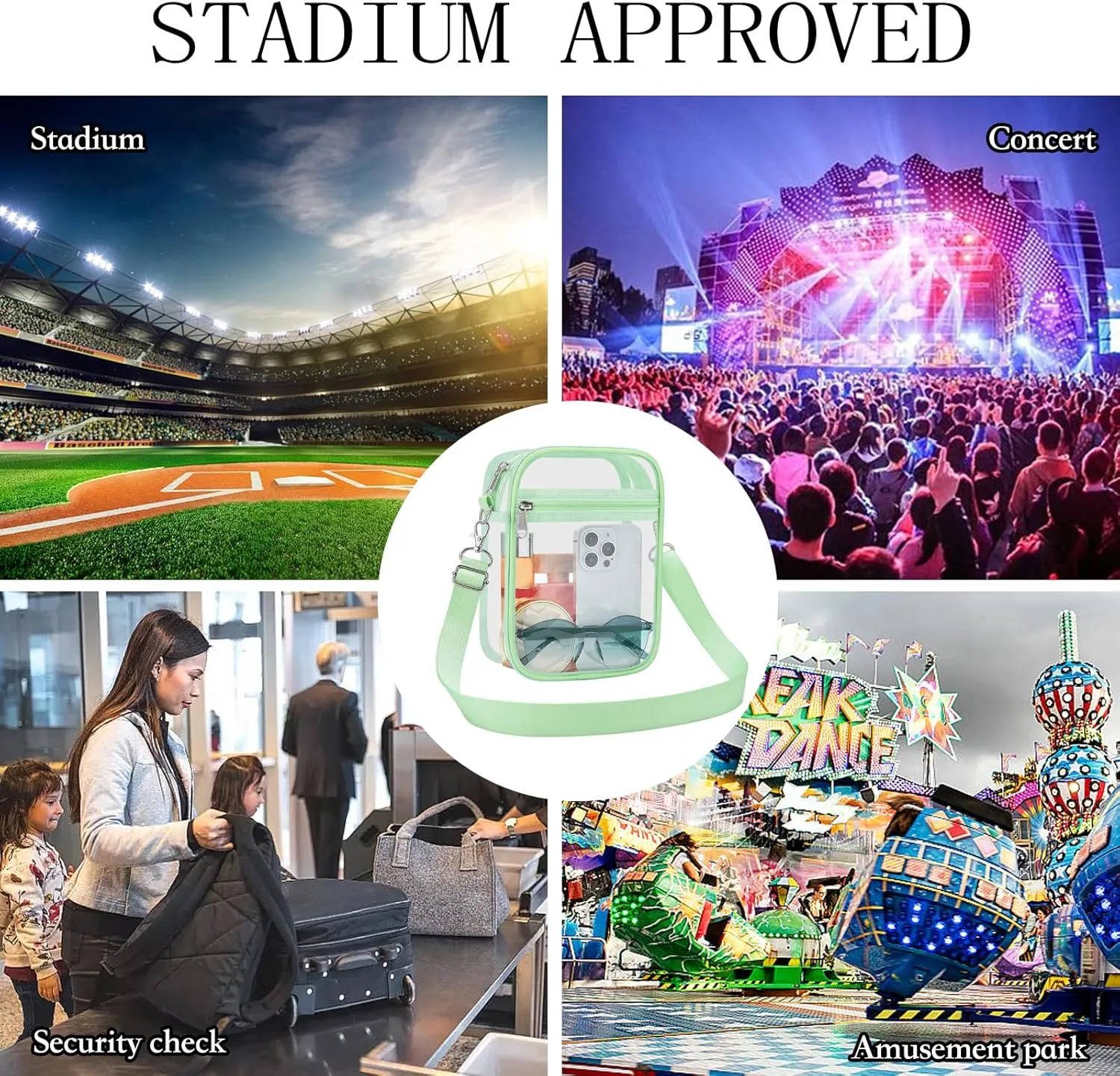 USPECLARE Clear Purse Stadium Approved CrossBody Bag for Men and Women