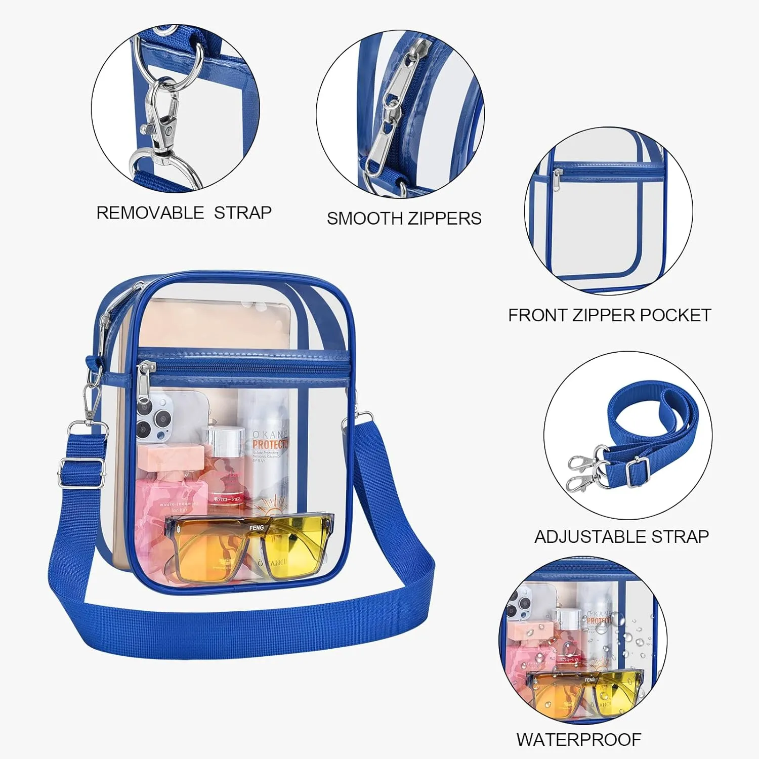 USPECLARE Clear Purse Stadium Approved CrossBody Bag for Men and Women