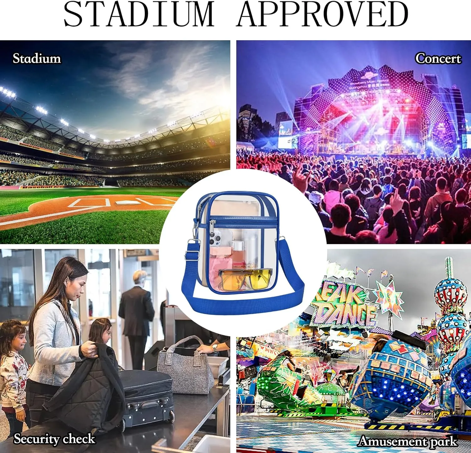 USPECLARE Clear Purse Stadium Approved CrossBody Bag for Men and Women
