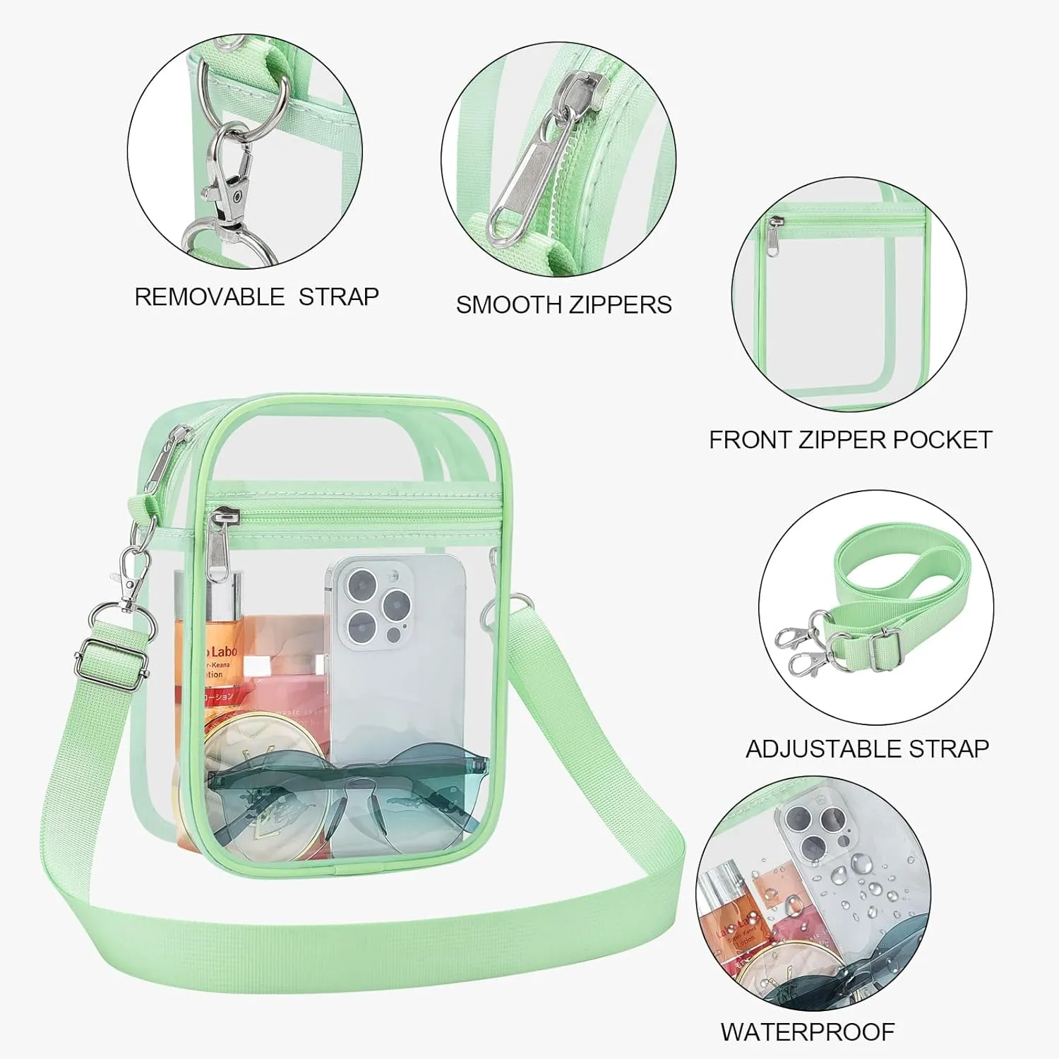 USPECLARE Clear Purse Stadium Approved CrossBody Bag for Men and Women
