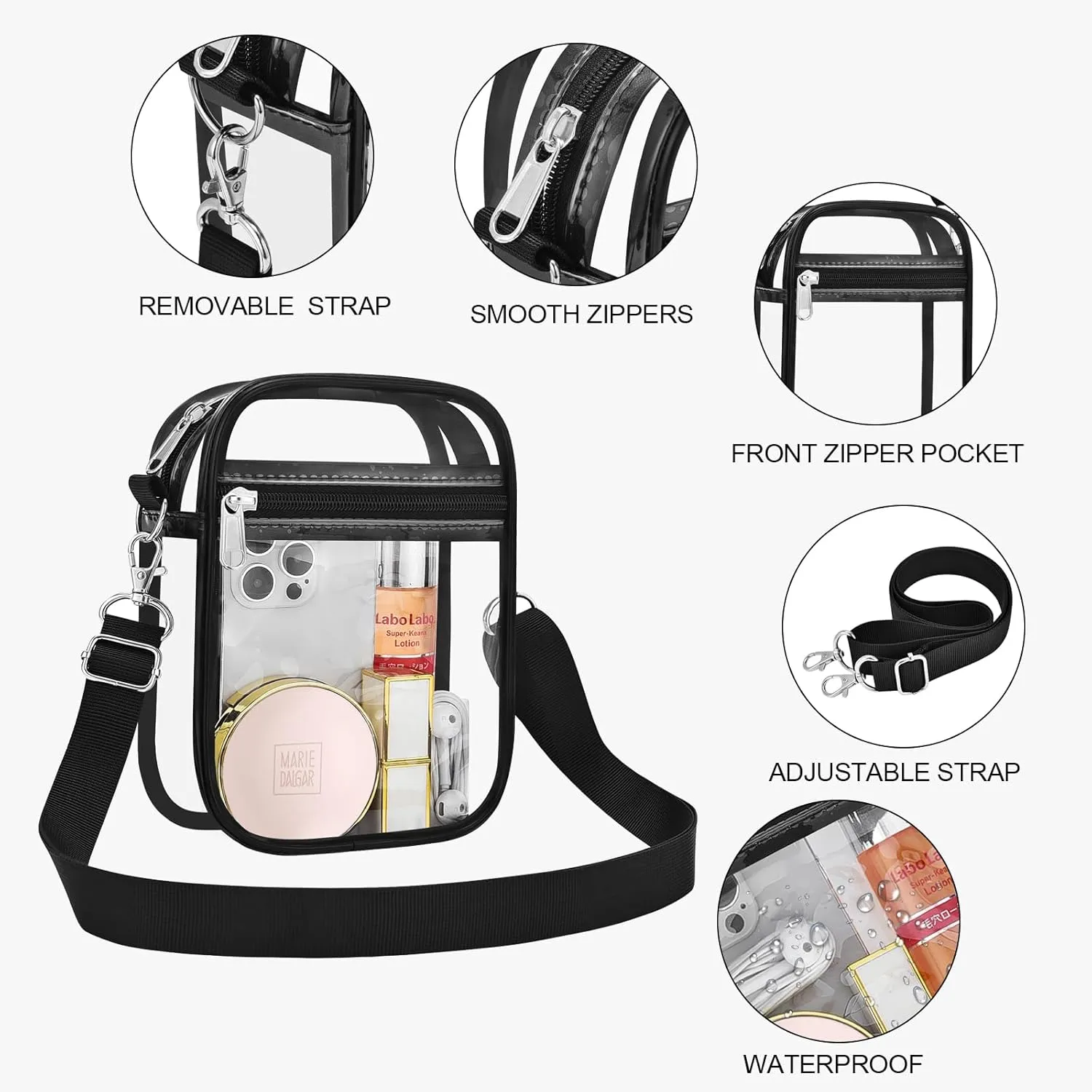 USPECLARE Clear Purse Stadium Approved CrossBody Bag for Men and Women