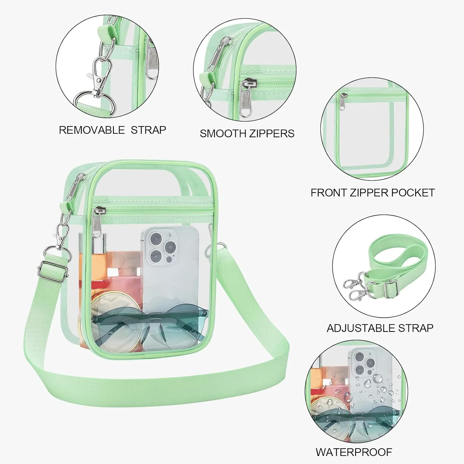 USPECLARE Clear Purse Stadium Approved CrossBody Bag for Men and Women