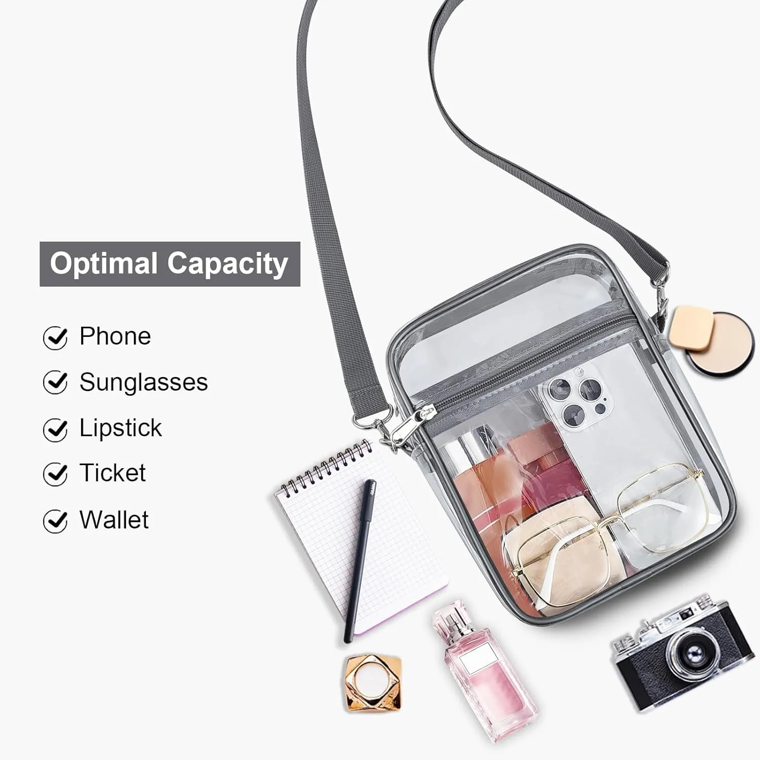 USPECLARE Clear Purse Stadium Approved CrossBody Bag for Men and Women