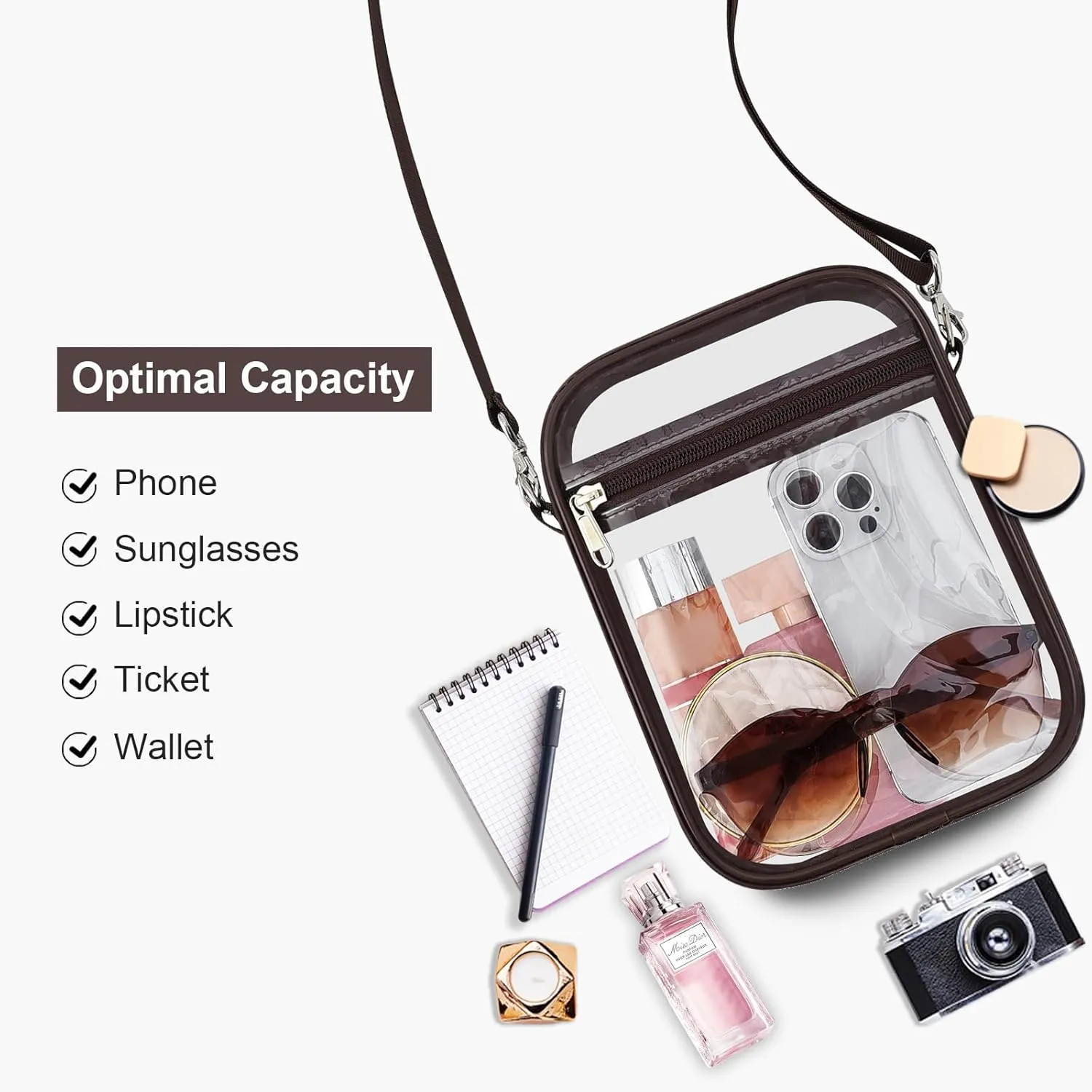 USPECLARE Clear Purse Stadium Approved CrossBody Bag for Men and Women