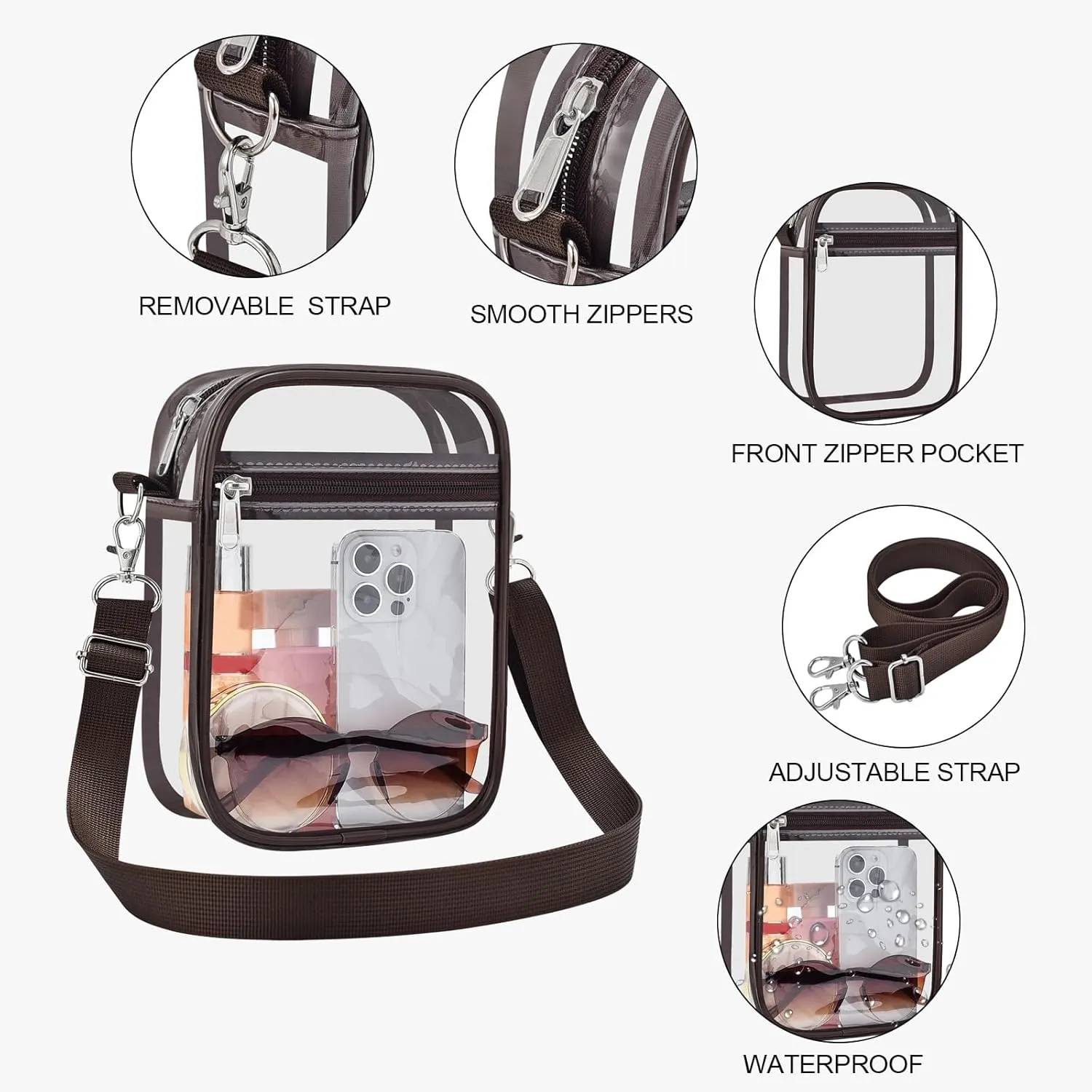 USPECLARE Clear Purse Stadium Approved CrossBody Bag for Men and Women