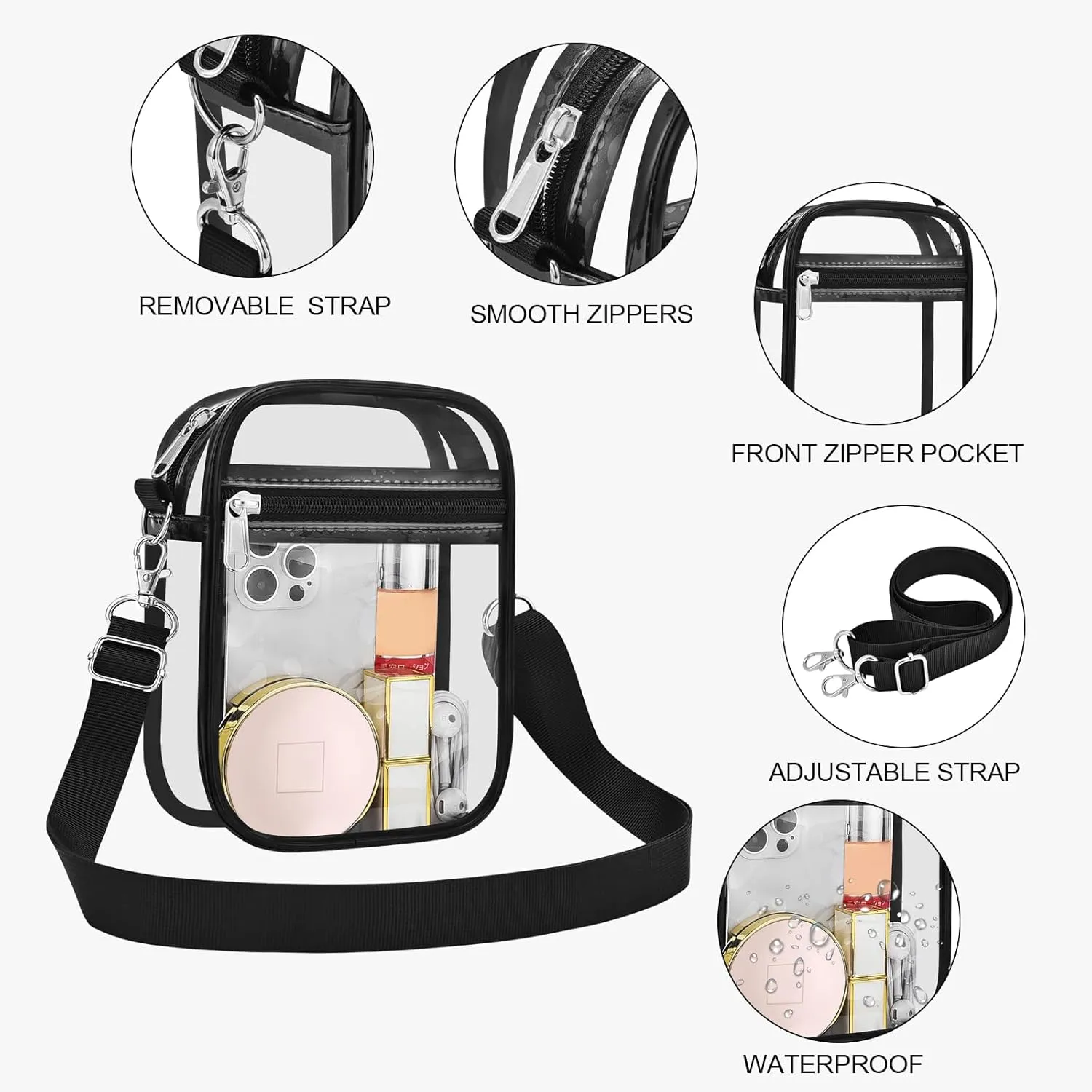 USPECLARE Clear Purse Stadium Approved CrossBody Bag for Men and Women