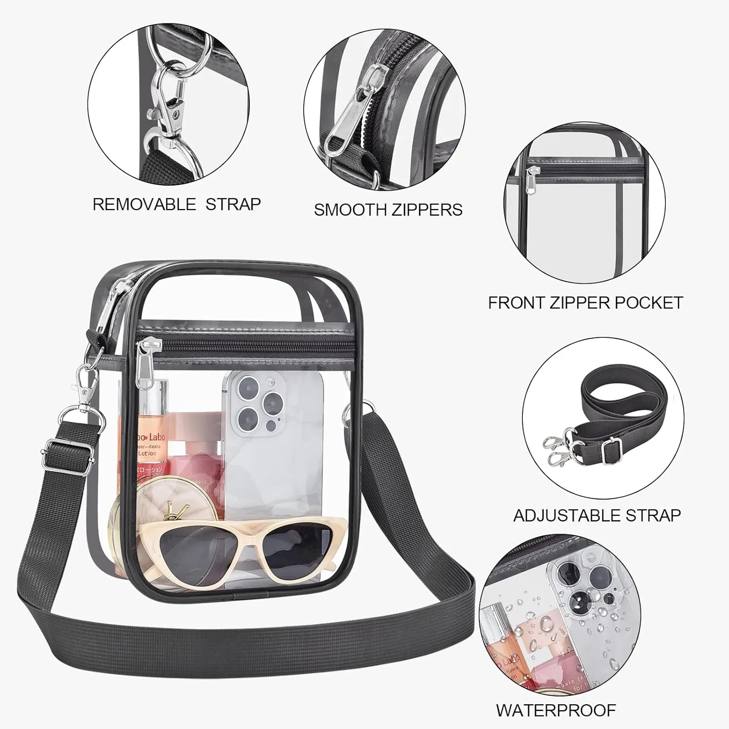 USPECLARE Clear Purse Stadium Approved CrossBody Bag for Men and Women