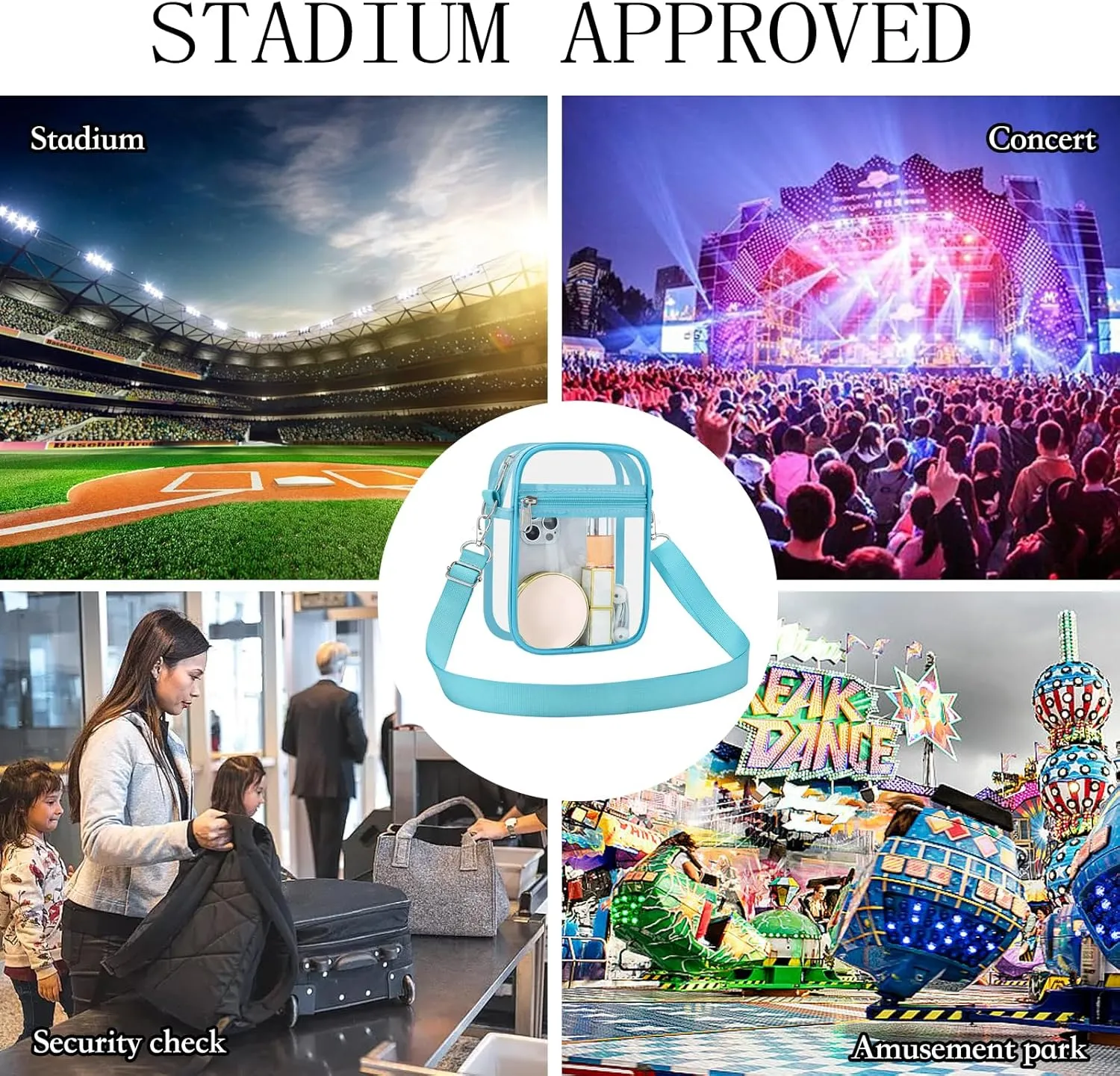 USPECLARE Clear Purse Stadium Approved CrossBody Bag for Men and Women