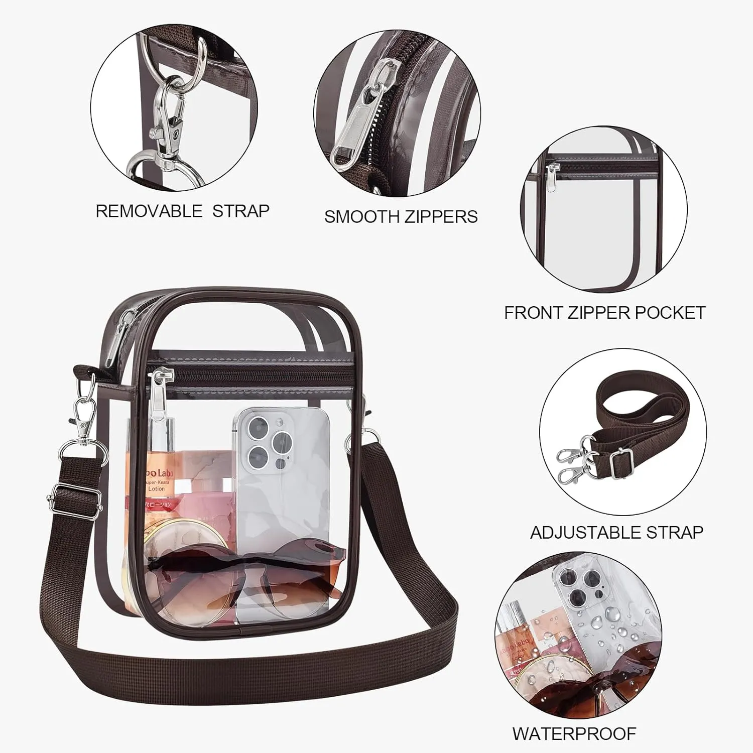 USPECLARE Clear Purse Stadium Approved CrossBody Bag for Men and Women