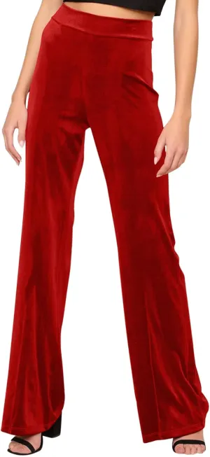 Velour Sweatpants Womens Elastic High Waist Loose Casual Yoga Pants Solid Soft Wide-Leg Straight Trousers