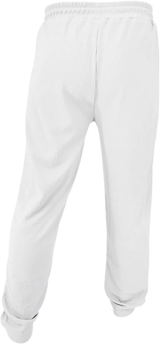 Waffle Pants for Men Corduroy Wide Leg Elastic Athletic Sweatpants Casual Loose Breathable Business Work Trousers