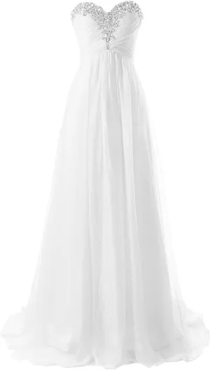 Wedding Dresses for Women Chiffon Bride Dresses Sweetheart Evening Dress Strapless Bridal Gown