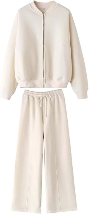 Women 2 Piece Outfits Long Sleeve V Neck Clothes Sweatsuit Hoodie Sweatshirts and Sweatpants Sets