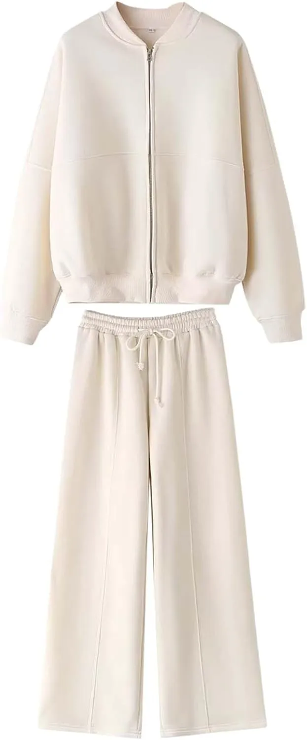 Women 2 Piece Outfits Long Sleeve V Neck Clothes Sweatsuit Hoodie Sweatshirts and Sweatpants Sets
