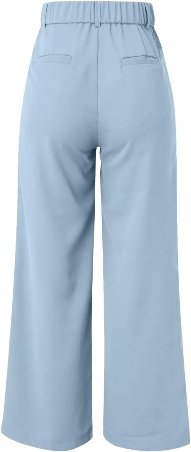 Women Cotton Linen Summer Palazzo Pant Trousers High Waist Straight Loose Fit Palazzo Pants Beach