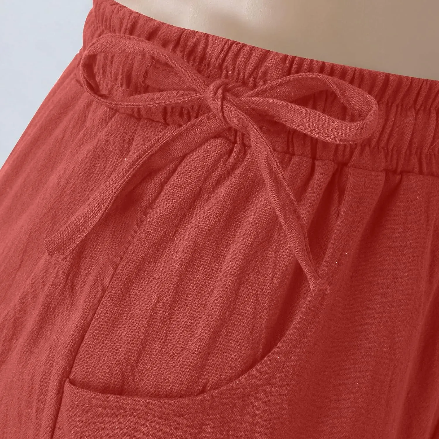 Women Cotton Linen Wide Leg Trousers High Waist Plus Size Lounge Pants Pockets Leisure Pant Causal Sweatpants