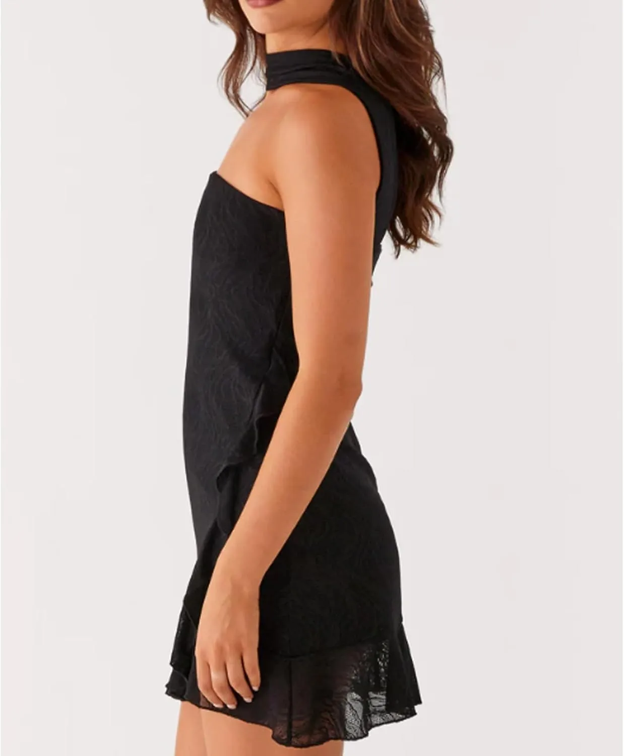 Women Halter Neck Mini Bodycon Dress with Scarf Y2k Sexy Open Back Silk Satin Club Party Night Short Dresses