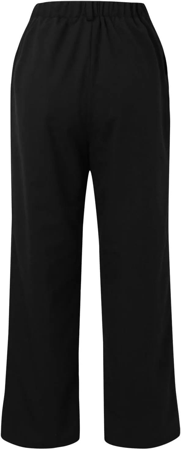 Women Linen Blend Summer Boho Palazzo Lounge Pants Elastic Waist Lounge Pants Slim-Fit Pants Work Business