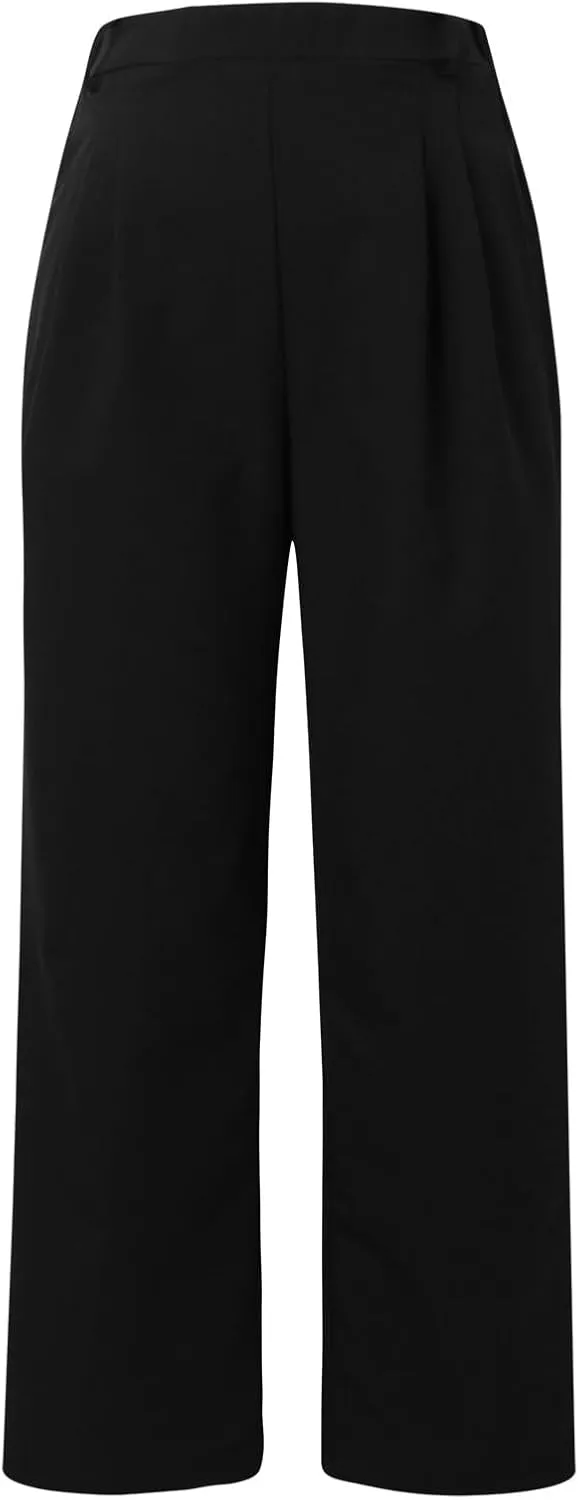 Women Linen Blend Summer Boho Palazzo Lounge Pants Elastic Waist Lounge Pants Slim-Fit Pants Work Business