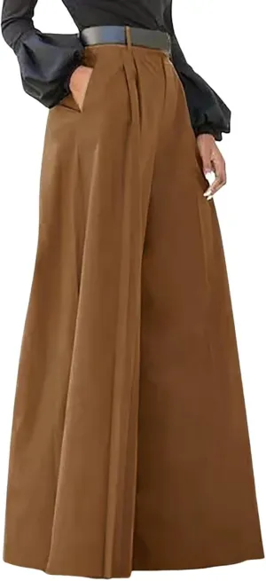 Women Linen Blend Summer Flowy Palazzo Pants Elastic Waisted Straight Loose Fit Palazzo Pants Vacation