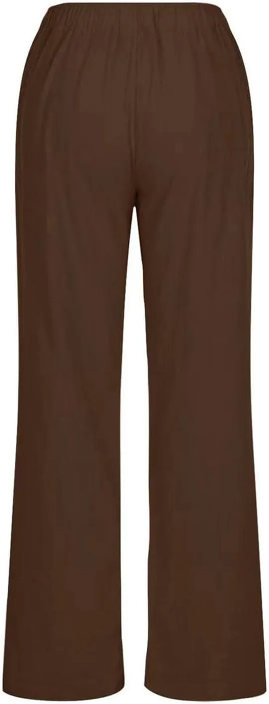 Women Linen Pants Summer Wide Leg Casual Loose Drawstring High Waist Palazzo Pants Trousers with Pockets Women's
