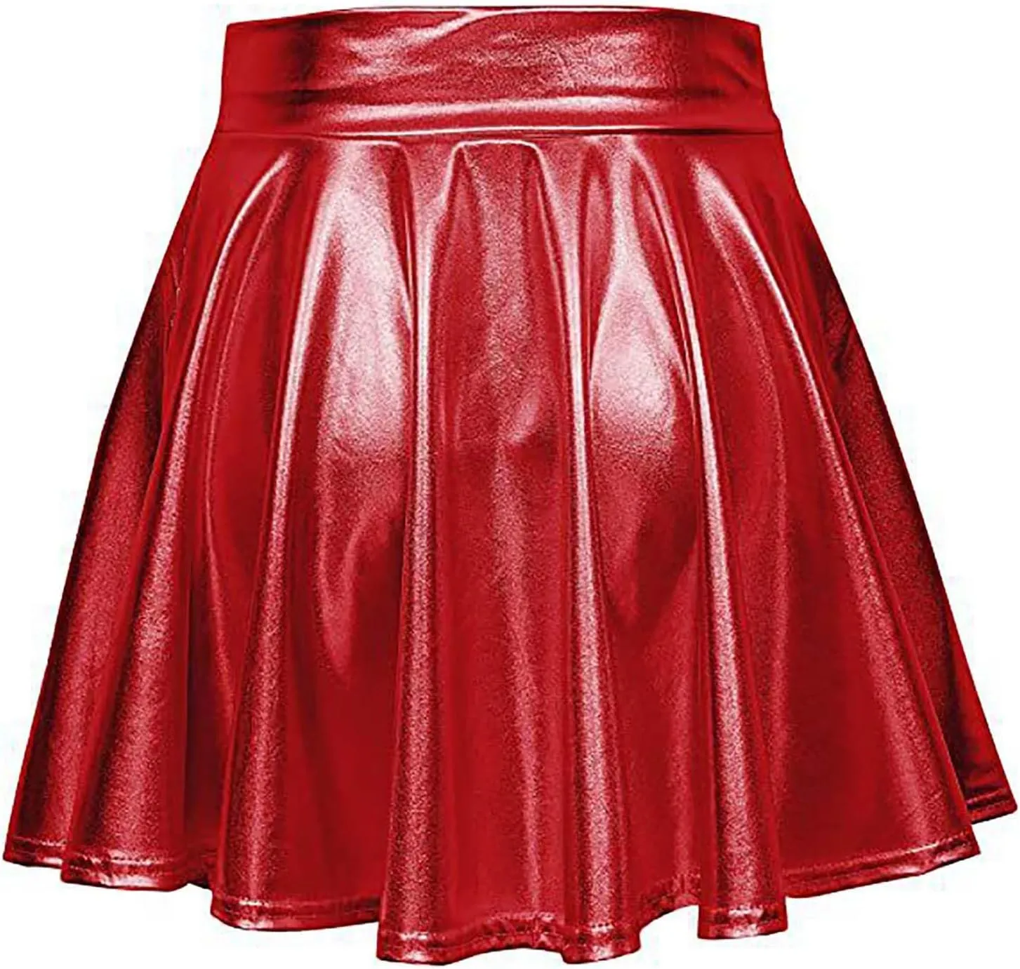 Women Pleated Skirt Fashion Shiny Metallic Dance Skirt High Waist Holographic Skirt A-Line Flared Mini Skater Skirts