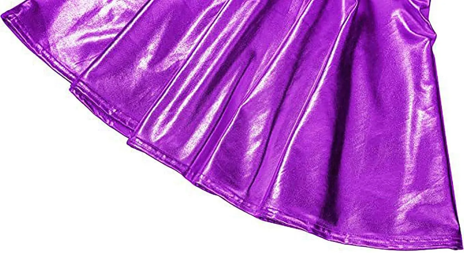 Women Pleated Skirt Fashion Shiny Metallic Dance Skirt High Waist Holographic Skirt A-Line Flared Mini Skater Skirts