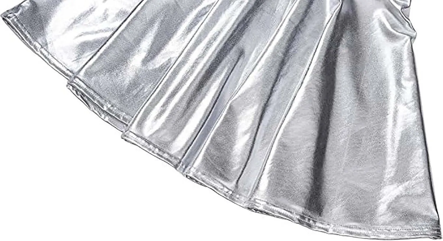 Women Pleated Skirt Fashion Shiny Metallic Dance Skirt High Waist Holographic Skirt A-Line Flared Mini Skater Skirts