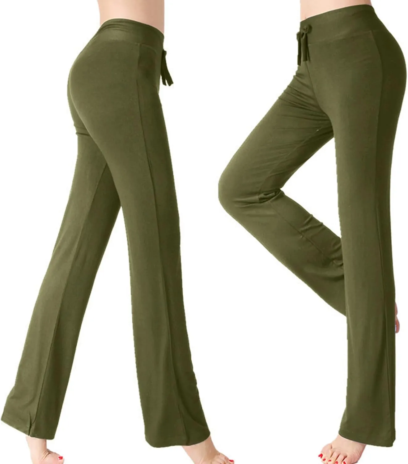 Women Plus Size Yoga Pants 2025 Casual Drawstring Elastic High Waist Wide Leg Workout Trousers Loose Palazzo Pants
