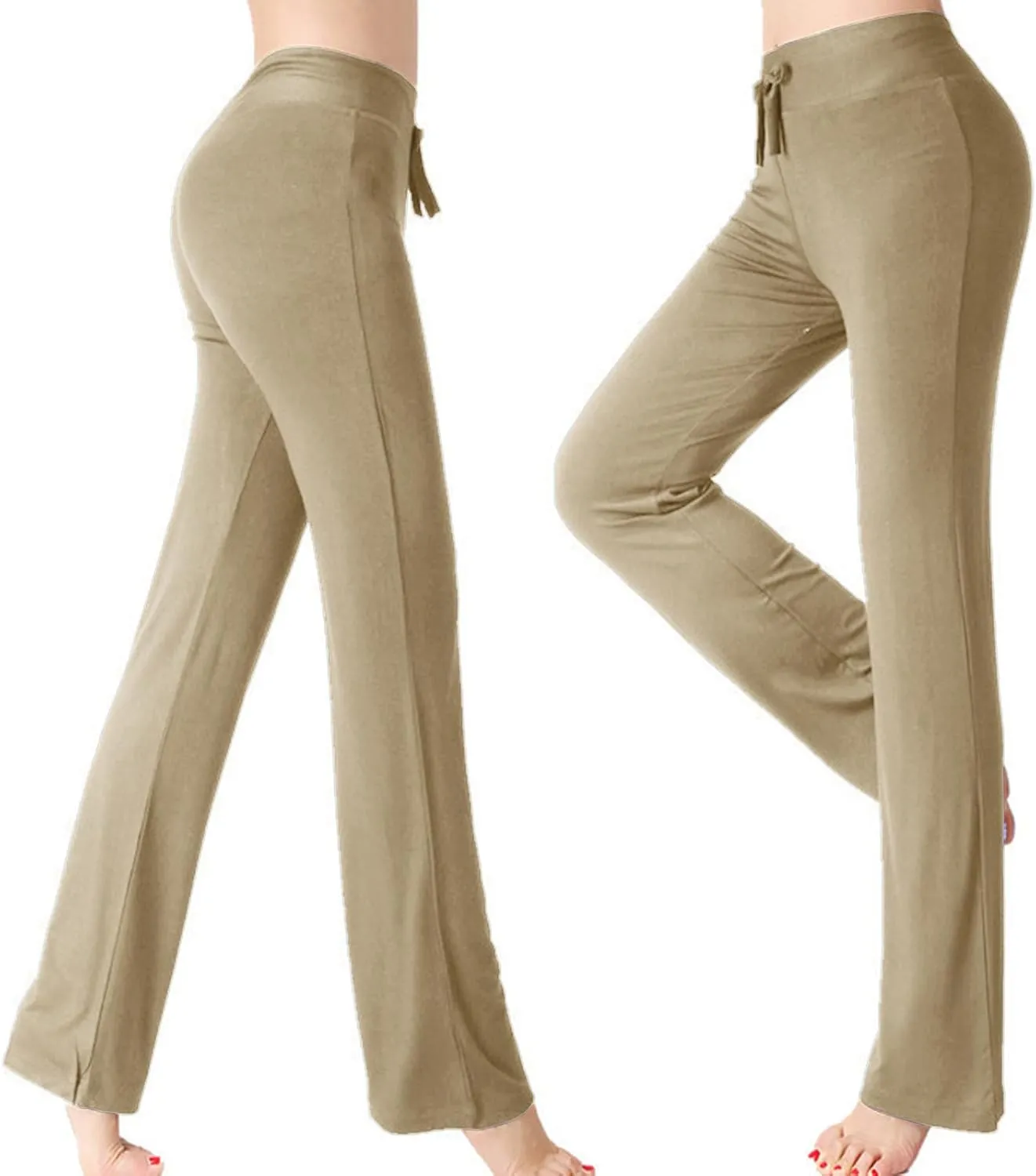 Women Plus Size Yoga Pants 2025 Casual Drawstring Elastic High Waist Wide Leg Workout Trousers Loose Palazzo Pants