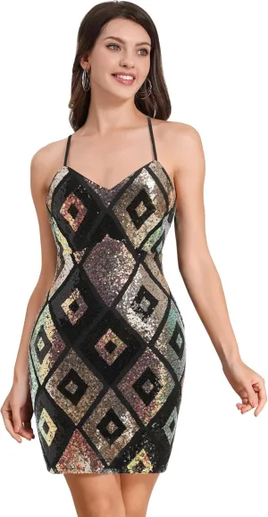 Women Sparkly Sequin Tight Homecoming Dresses Short for Teens HOCO Dance Prom Night Club Cocktail Party Bodycon Mini Dres