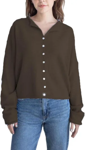 Women Y2k Knitted Cardigan Long Sleeve Button Down Sweater Lightweight Casual Cardigan Loose Fall Streetwear