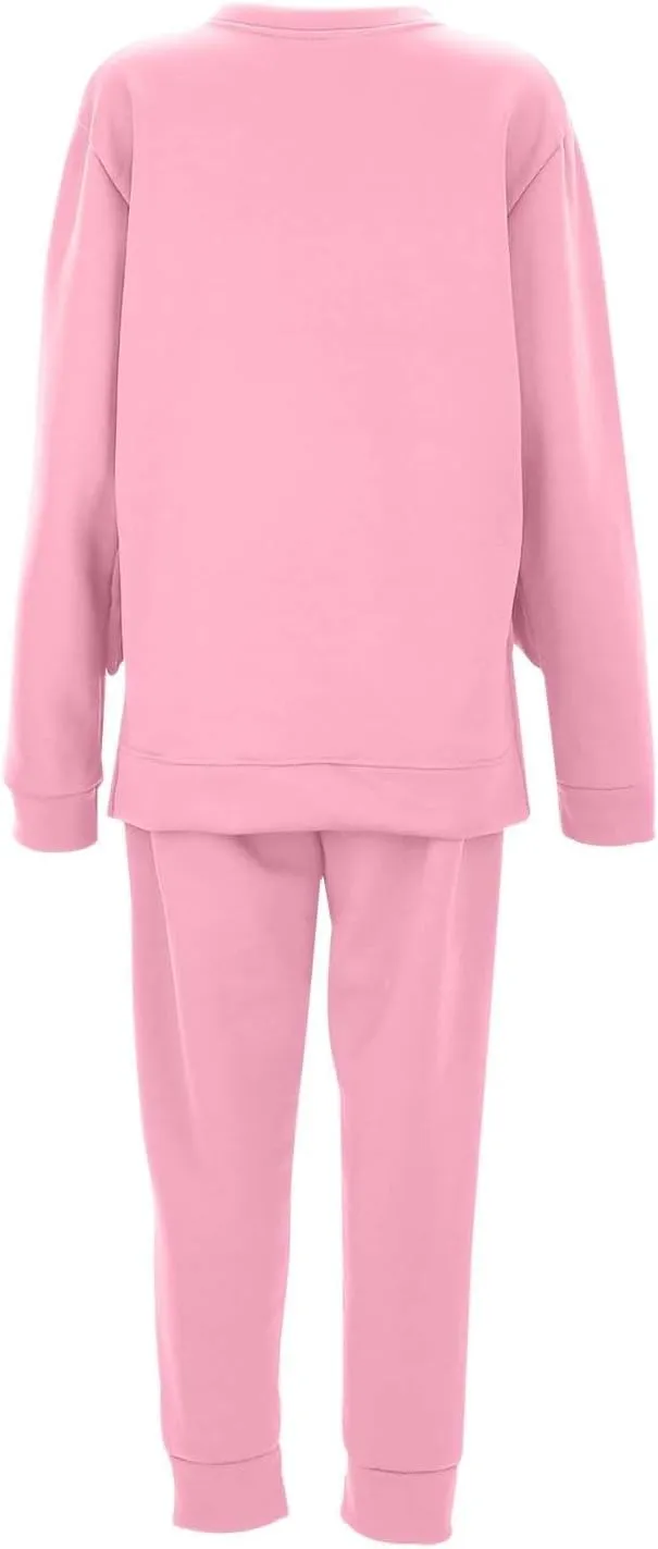 Women's 2 Piece Lounge Sets Long Sleeve Crewneck Althteic Casual Hoodie Sweatshirt Long Pants Outfits