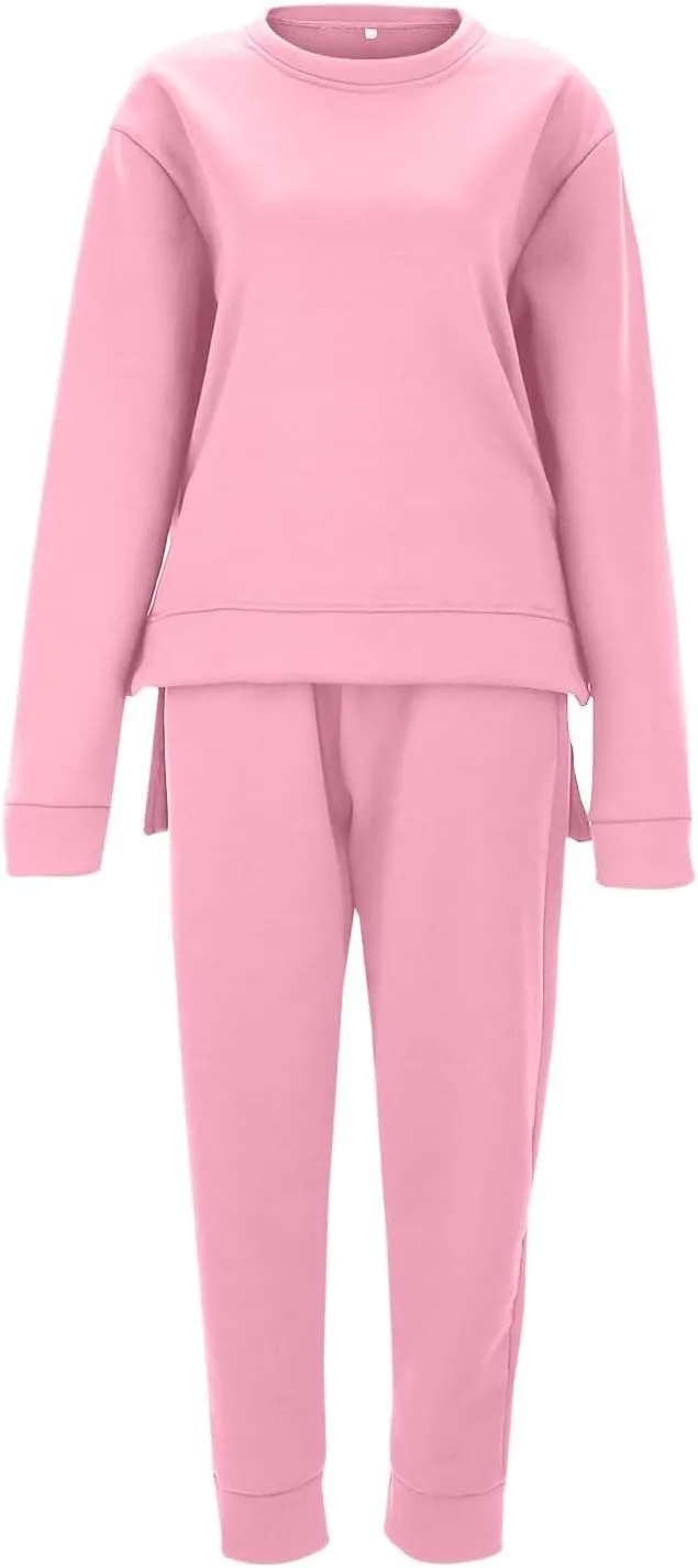Women's 2 Piece Lounge Sets Long Sleeve Crewneck Althteic Casual Hoodie Sweatshirt Long Pants Outfits