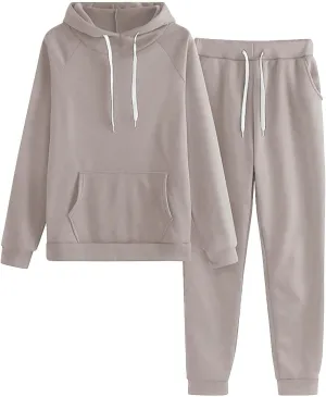 Women's 2 Piece Outfits Lounge Set Long Sleeve Crewneck Workout Sweat Sweatshirt Wide Leg Sweatpant Sweatsuit