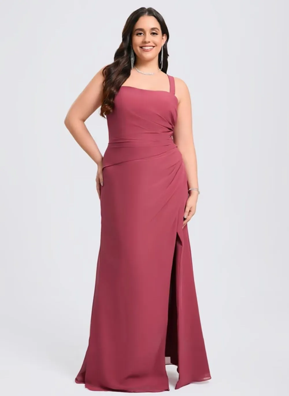 Women's Bridesmaid Dresses Long with Slit 2025 Black Spaghetti Straps A Line Formal Evening Dress TM133