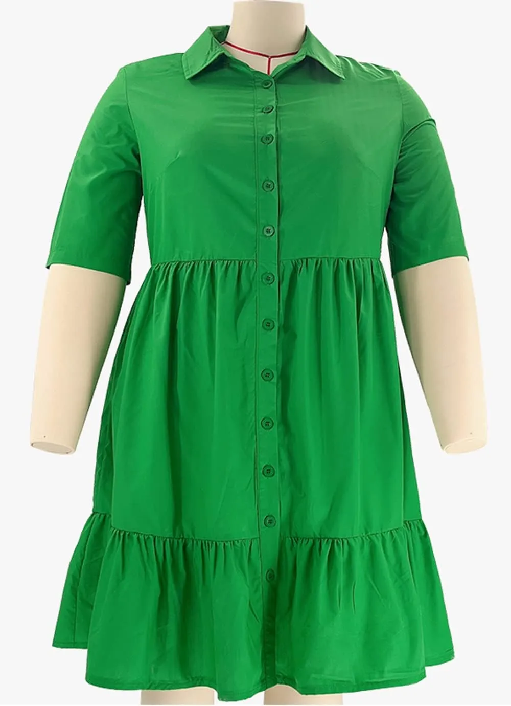 Womens Casual Dresses Short Sleeve Button Down Plus Size Midi Summer Dress