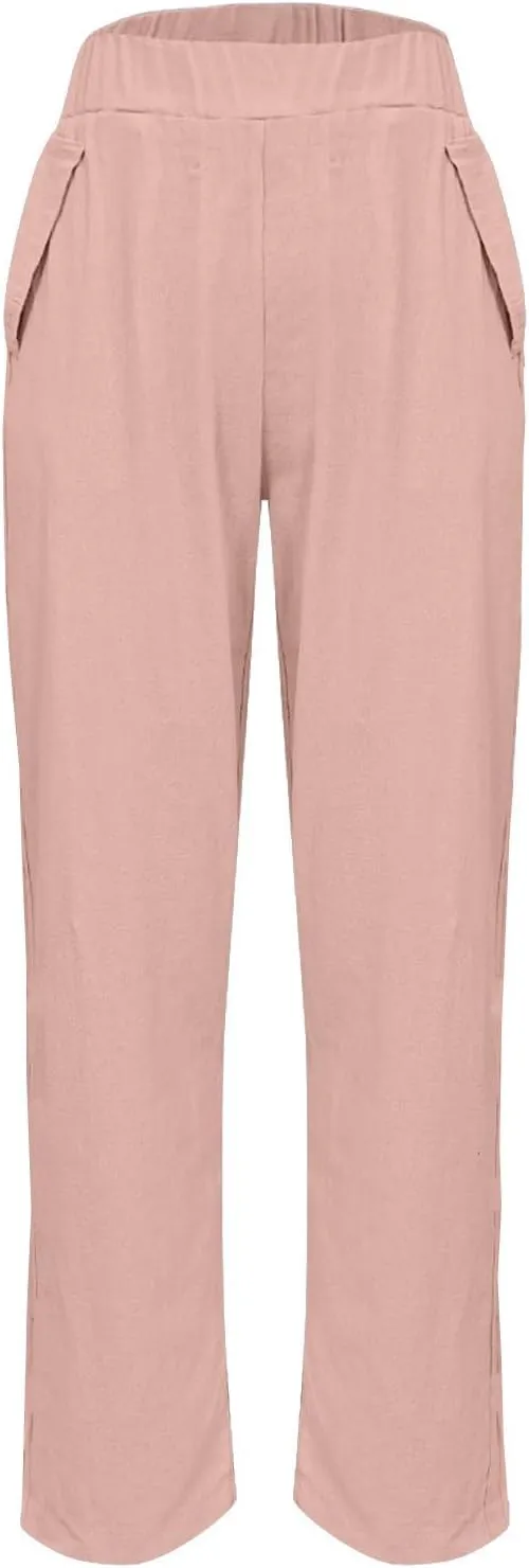 Women's Casual High Waist Wide Leg Straight Dress Pants Trousers with Pocket Long Palazzo Pants Regular Size