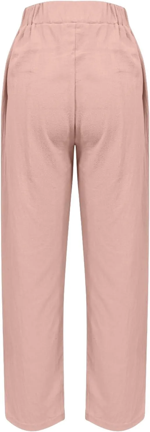 Women's Casual High Waist Wide Leg Straight Dress Pants Trousers with Pocket Long Palazzo Pants Regular Size