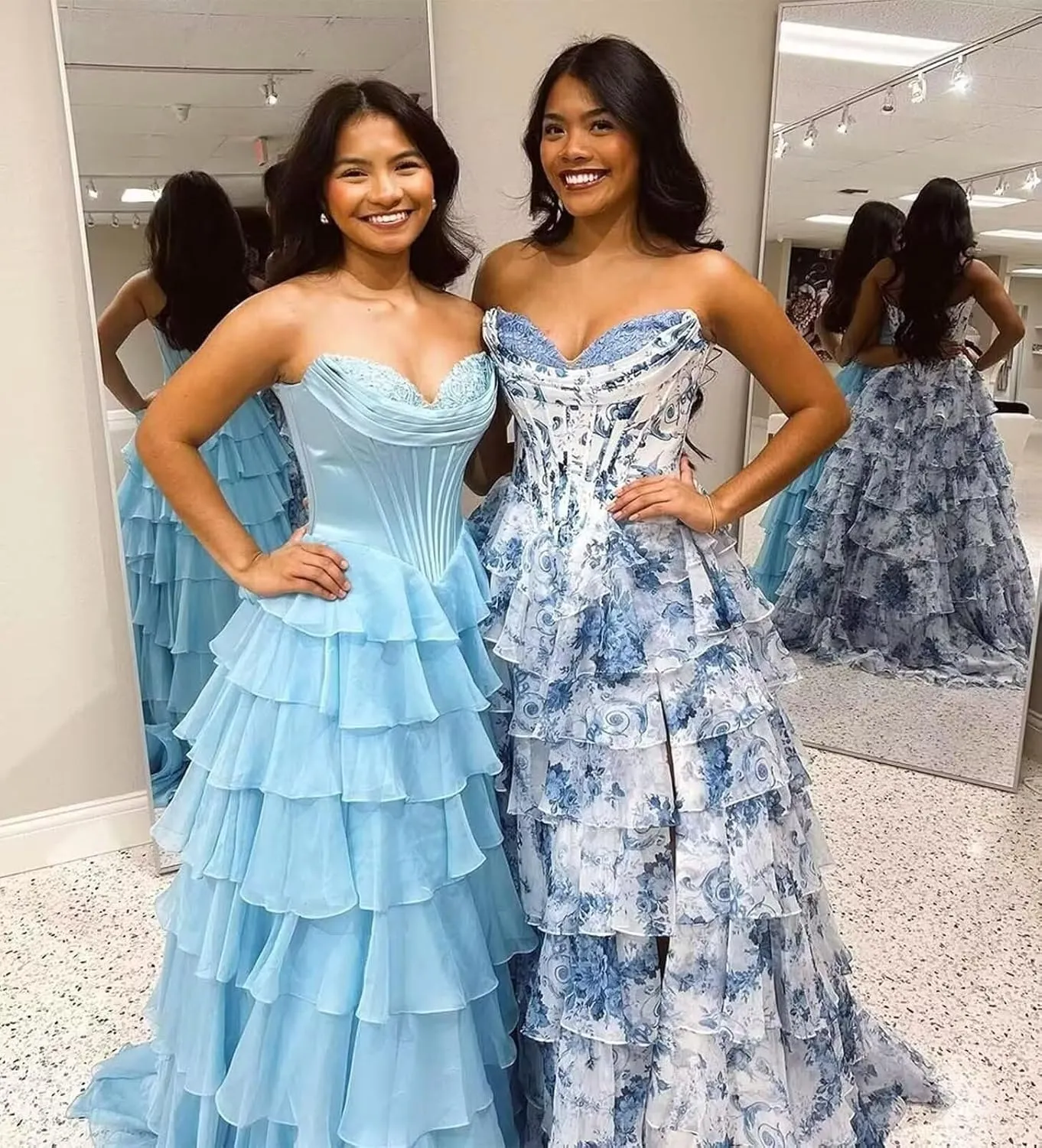 Women's Chiffon Ruffle Prom Dresses 2025 Long Tiered Strapless Corset Formal Dresses Evening Gown
