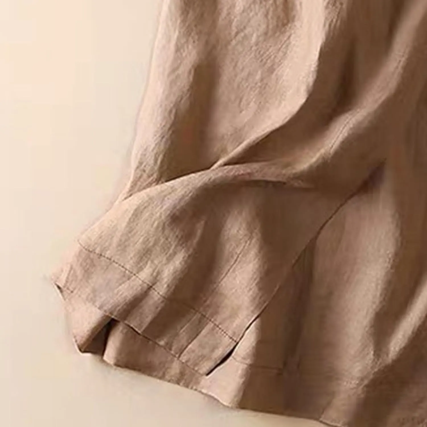 Women's Cotton Linen Front Button A-Line Skirt Casual High Waist Flared Pleated Skirt Vintage Swing Midi Skirt
