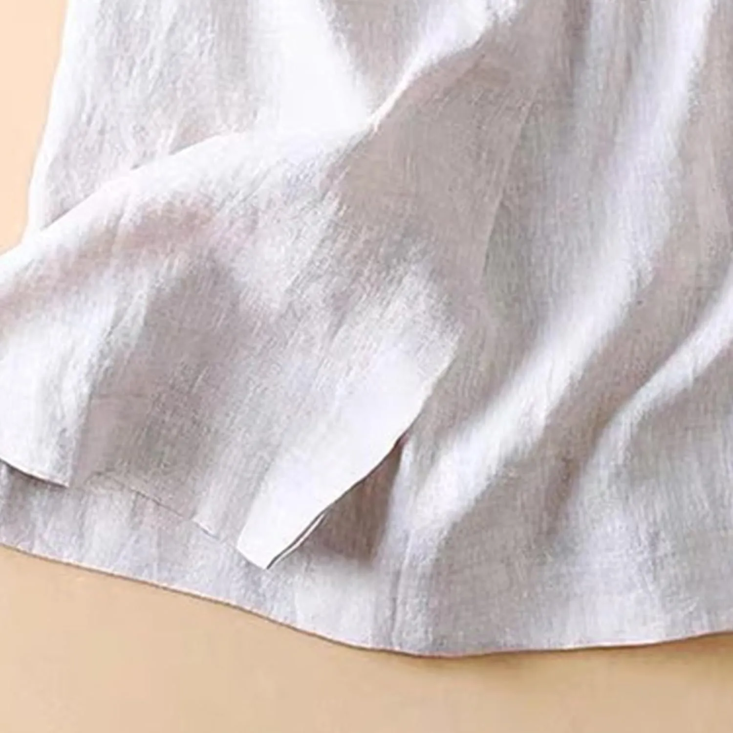 Women's Cotton Linen Front Button A-Line Skirt Casual High Waist Flared Pleated Skirt Vintage Swing Midi Skirt