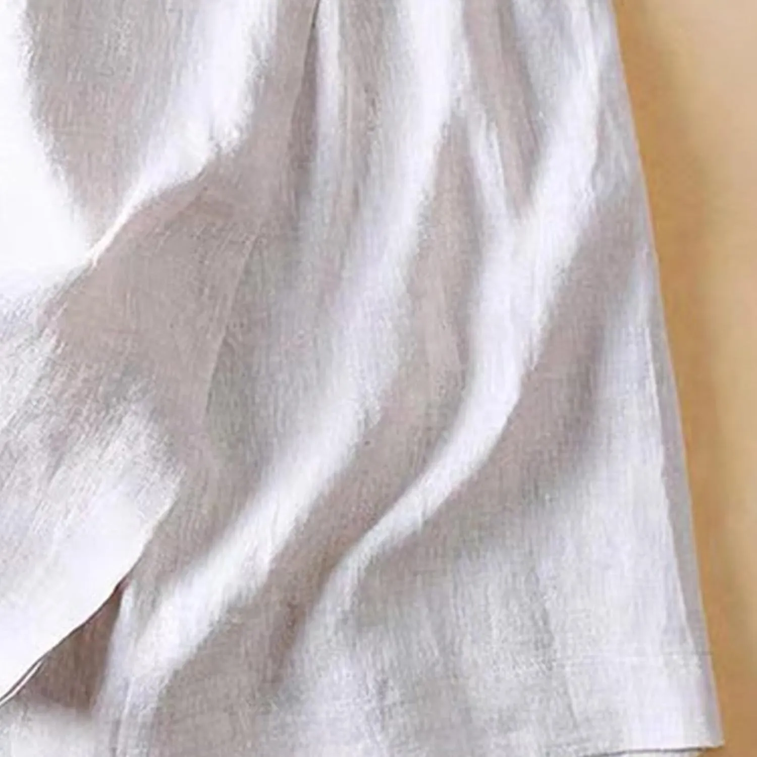 Women's Cotton Linen Front Button A-Line Skirt Casual High Waist Flared Pleated Skirt Vintage Swing Midi Skirt